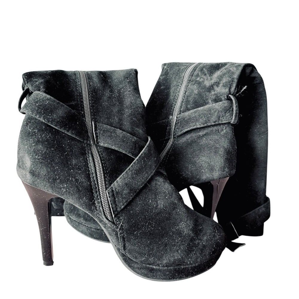 Black Faux Suede Mid-Calf Stiletto Boots Size 41 (US 10)